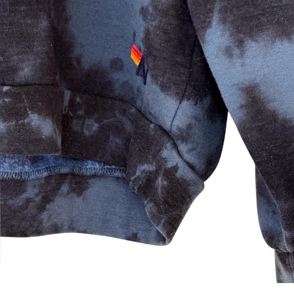 AVIATOR NATION Hand Dyed Relaxed Vintage Retro Blue Black Pullover Sweatshirt - Picture 4 of 5